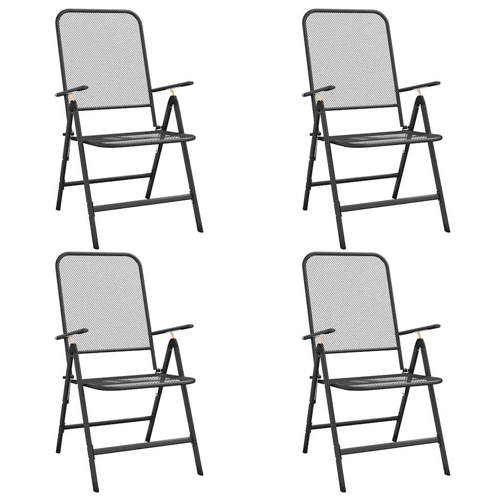 vidaXL Folding Chairs 4 pcs Expanded Metal Mesh Anthracite | vidaXL.co.uk