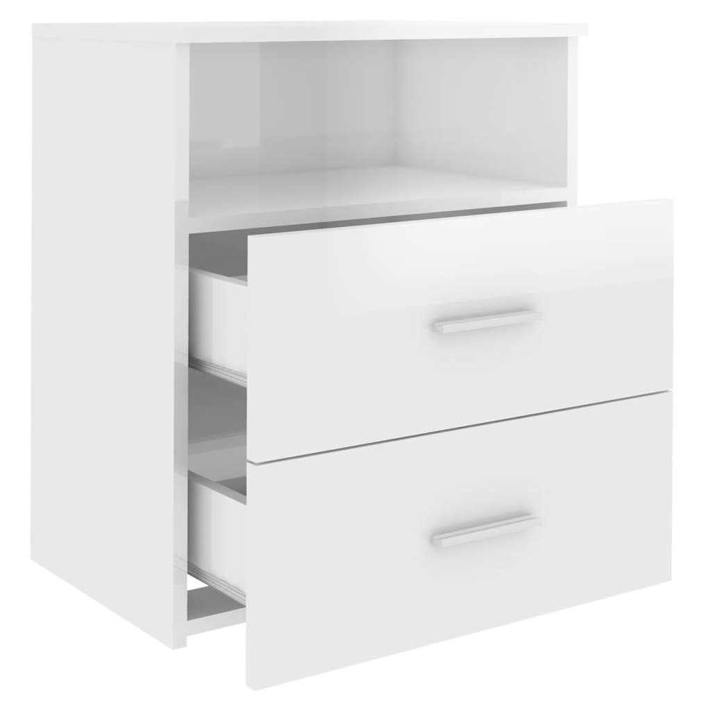 vidaXL Bed Cabinets 2 pcs High Gloss White 50x32x60 cm