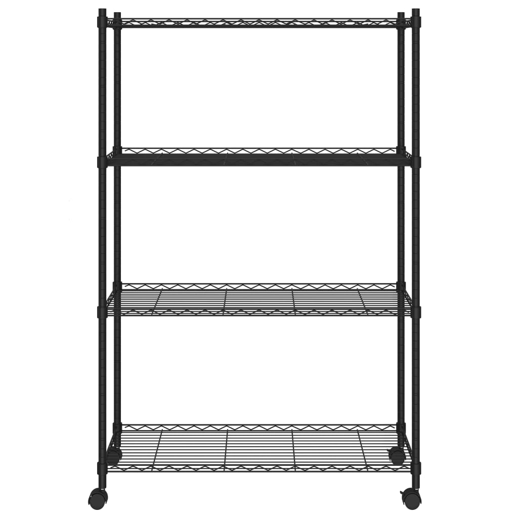 vidaXL 4-Tier Storage Shelf with Wheels 90x35x142 cm Black 200 kg