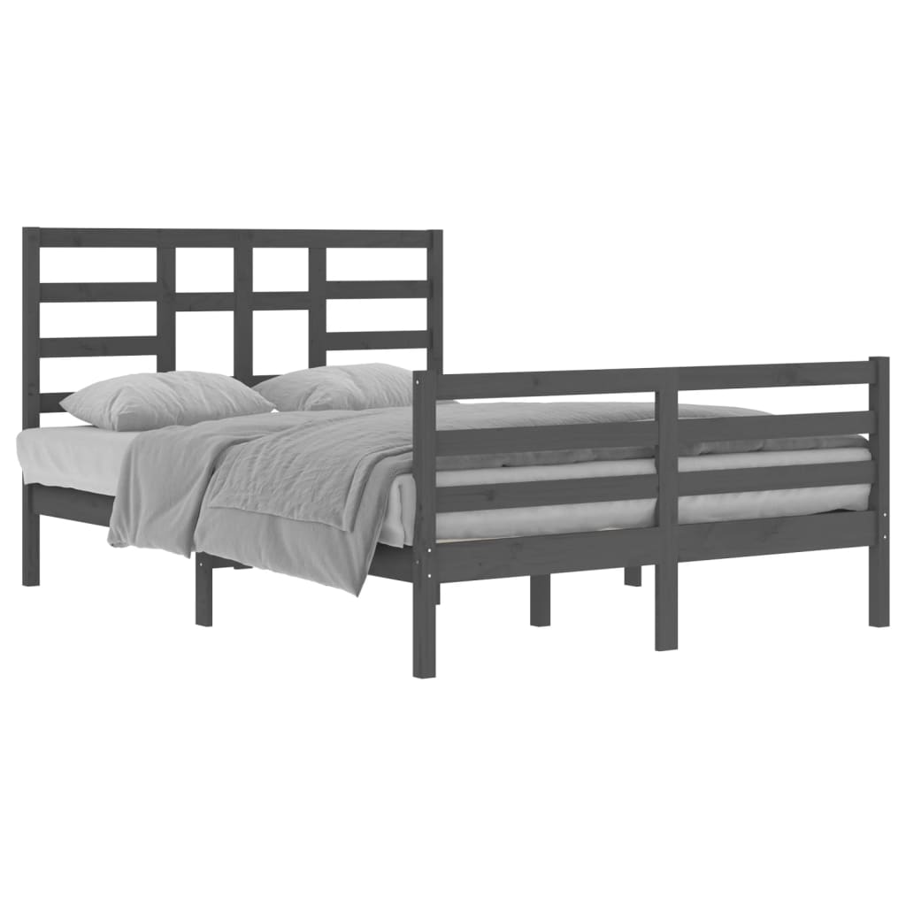 vidaXL Bed Frame Grey Solid Wood 140x200 cm