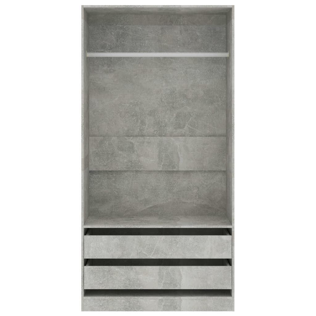 vidaXL Wardrobe Concrete Grey 100x50x200 cm Chipboard