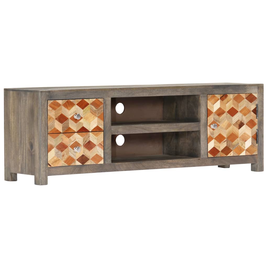 vidaXL TV Cabinet Grey 120x30x40 cm Solid Mango Wood