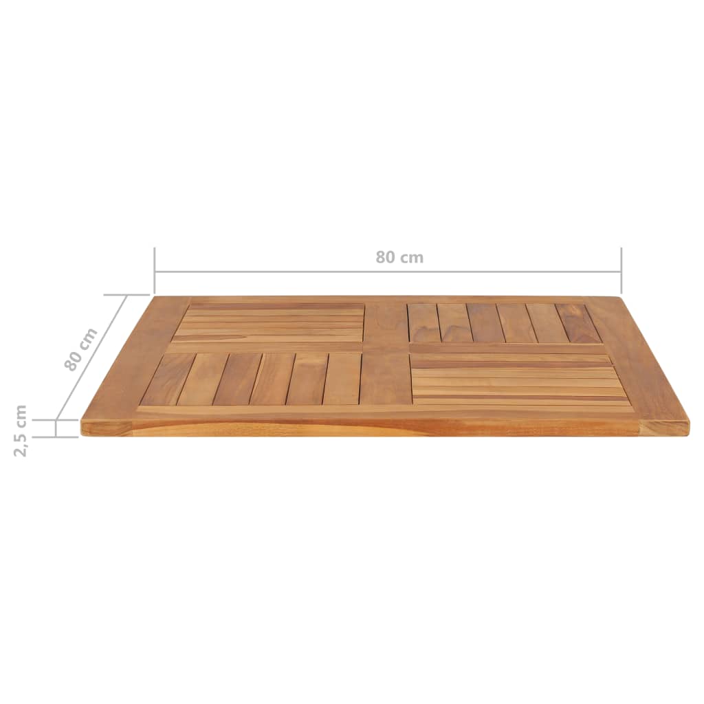 vidaXL Table Top Solid Teak Wood Square 80x80x2.5 cm