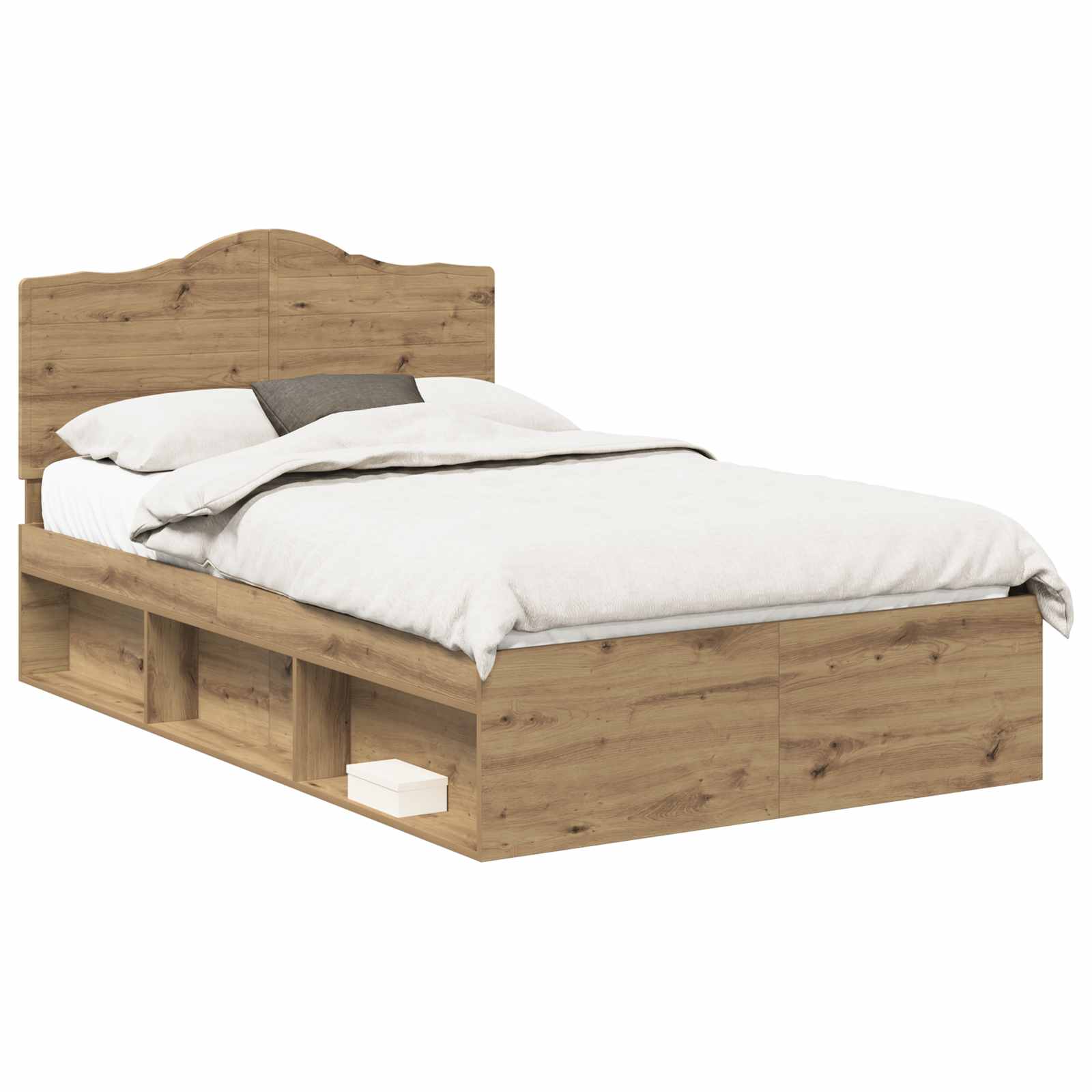 vidaXL Bed Frame Artisian Oak 120 x 190 cm Solid Pine Wood | vidaXL.co.uk