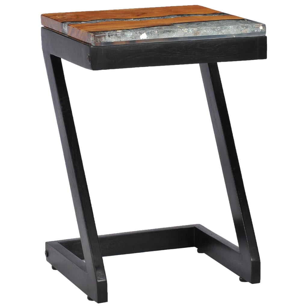 vidaXL Coffee Table 30x30x50 cm Solid Teak Wood and Polyresin