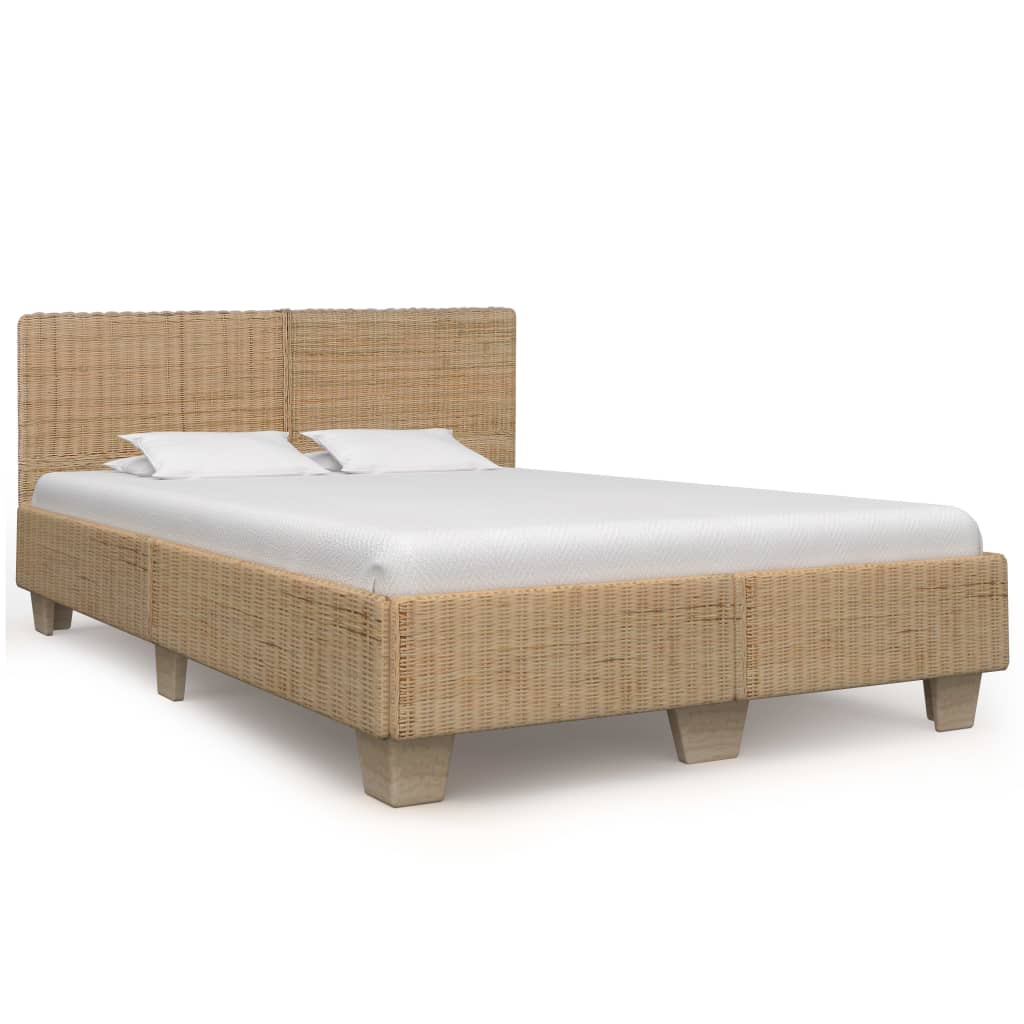 vidaXL Handwoven Bed Frame Real Rattan 140x200 cm