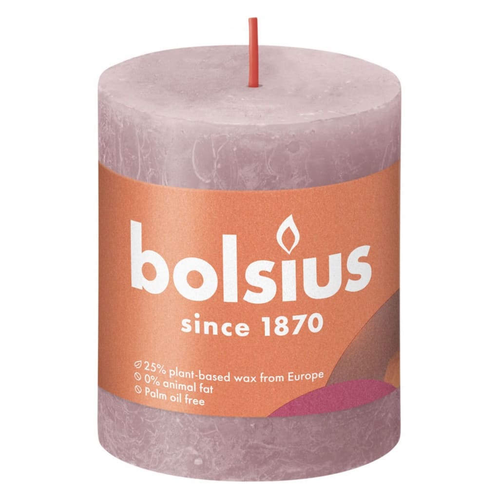 Bolsius Rustic Pillar Candles Shine 4 pcs 80x68 mm Ash Rose