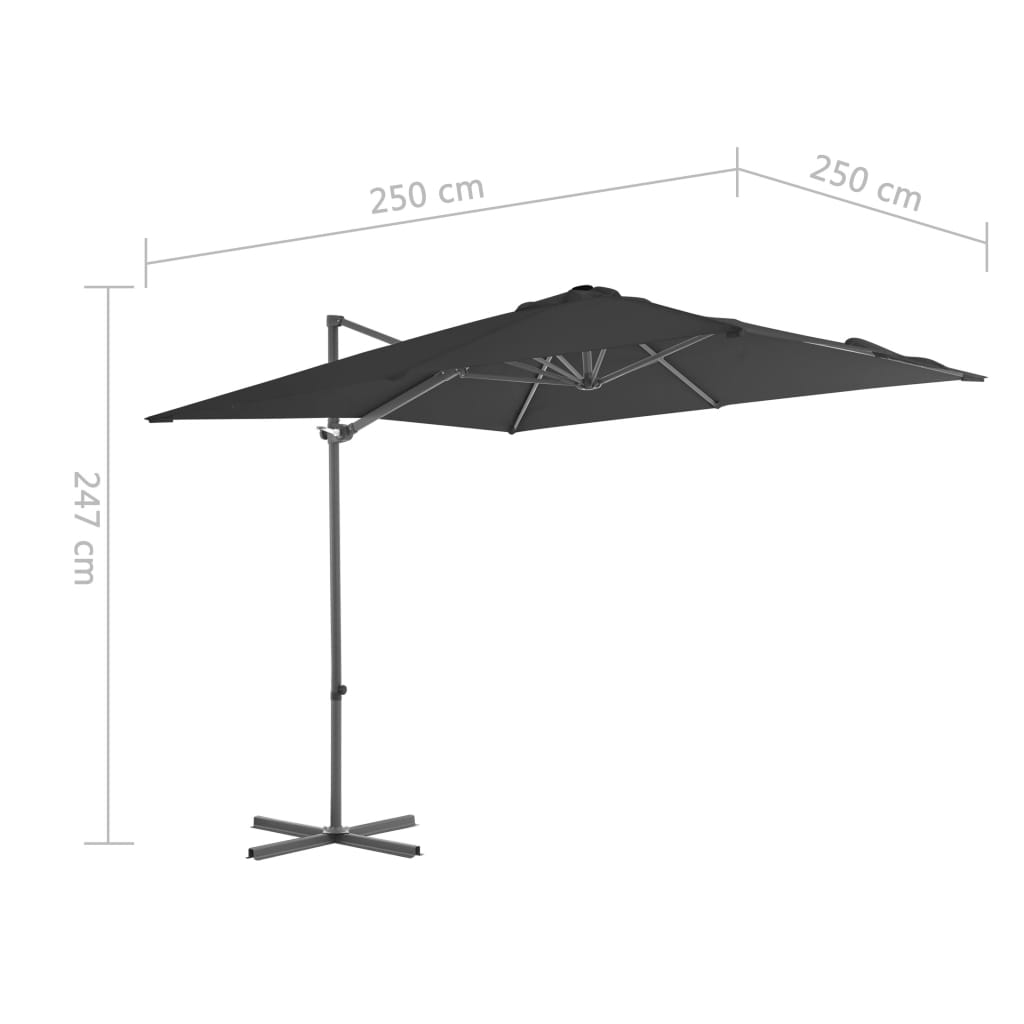 vidaXL Cantilever Umbrella with Steel Pole Anthracite 250x250 cm