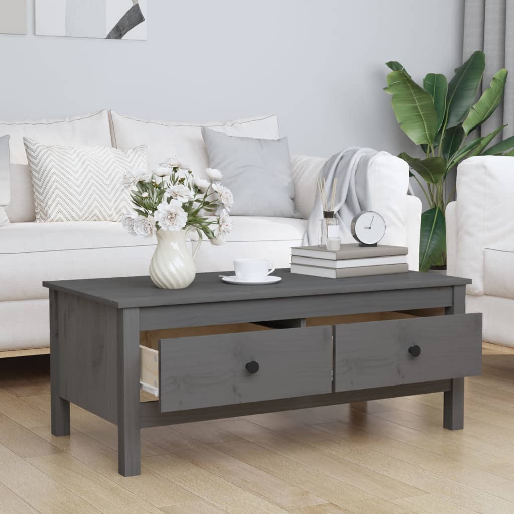 vidaXL Coffee Table Grey 100x50x40 cm Solid Wood Pine