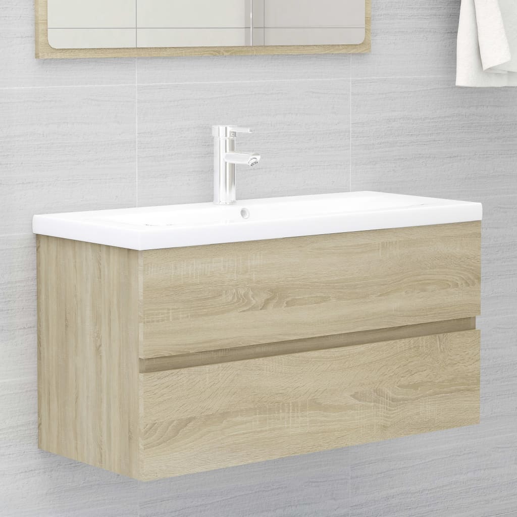 vidaXL Sink Cabinet Sonoma Oak 90x38.5x45 cm Engineered Wood