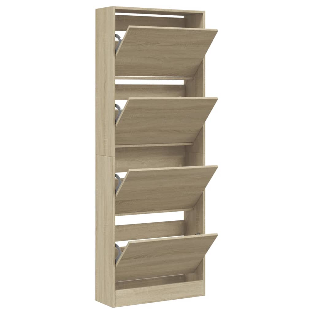 vidaXL Shoe Cabinet Sonoma Oak 60x21x163.5 cm Engineered Wood
