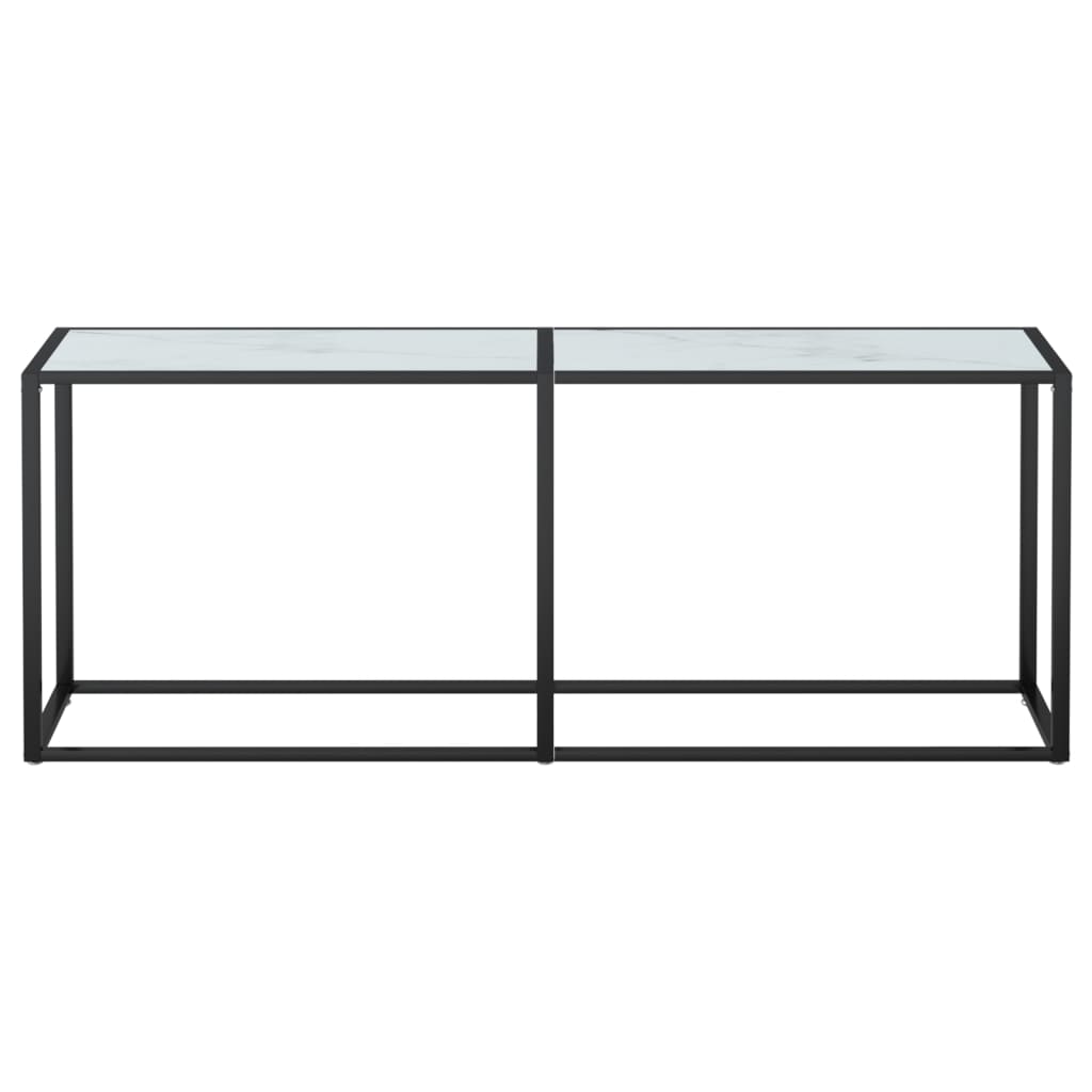 vidaXL Console Table White Marble 200x35x75.5cm Tempered Glass