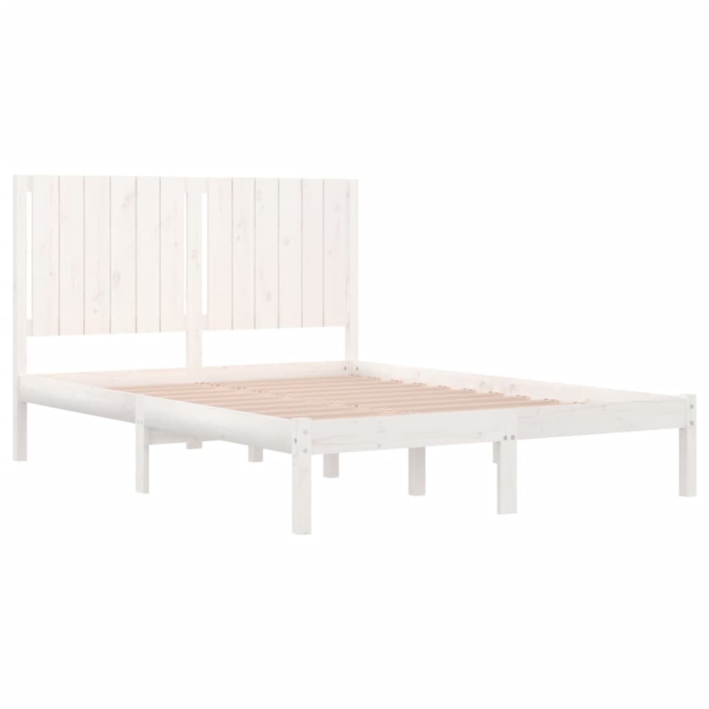 vidaXL Bed Frame White Solid Wood Pine 135x190 cm Double