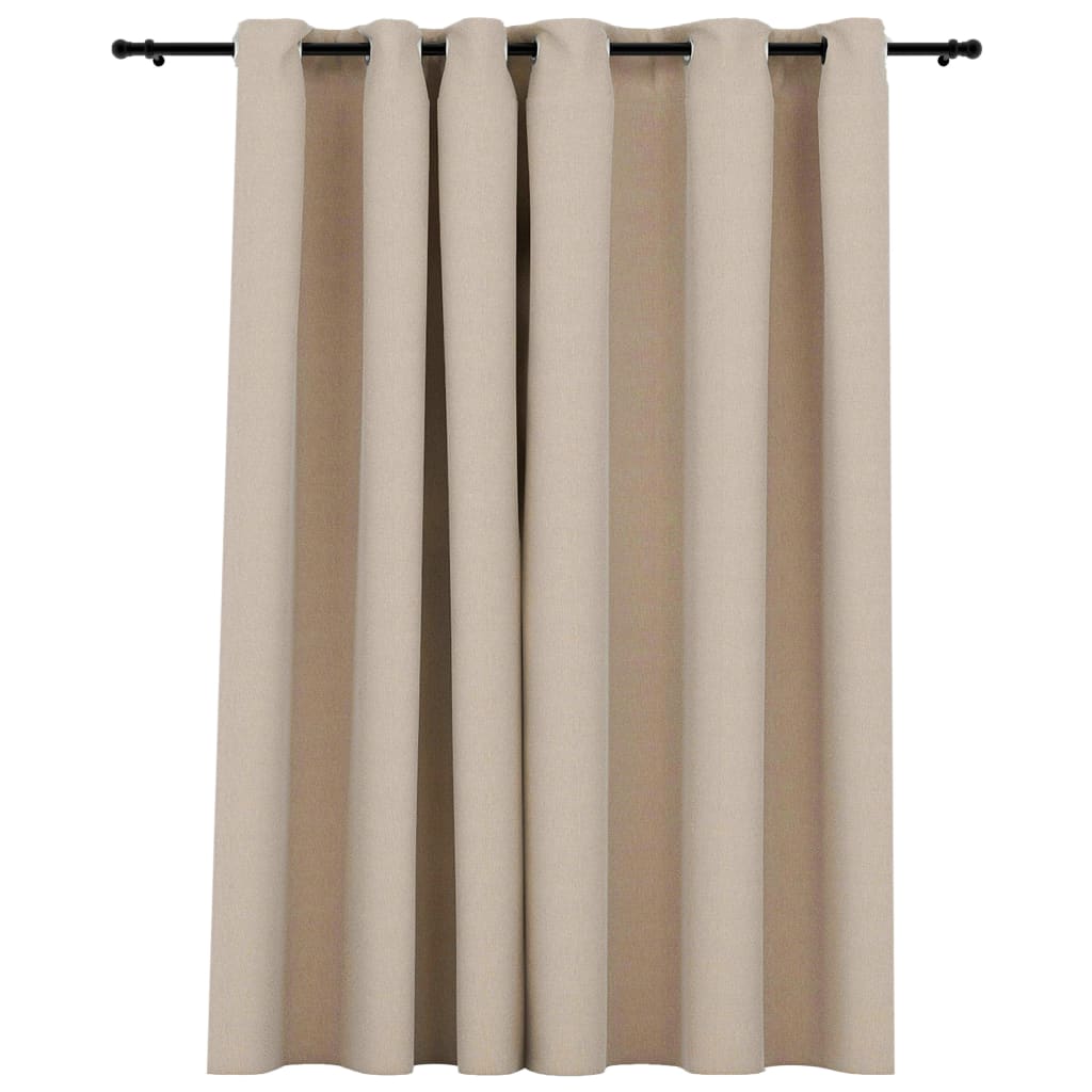 vidaXL Linen-Look Blackout Curtain with Grommets Beige 290x245cm