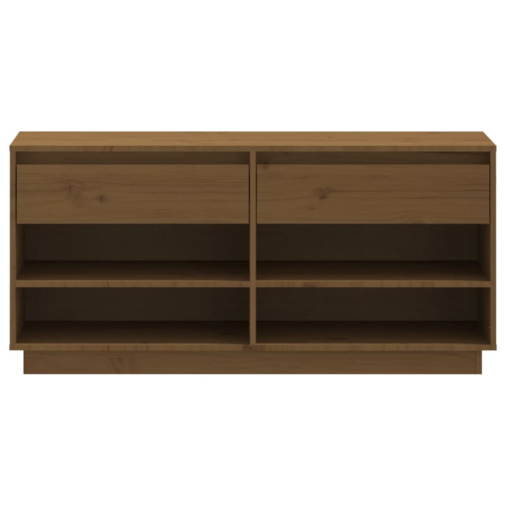 vidaXL Shoe Cabinet Honey Brown 110x34x52 cm Solid Wood Pine