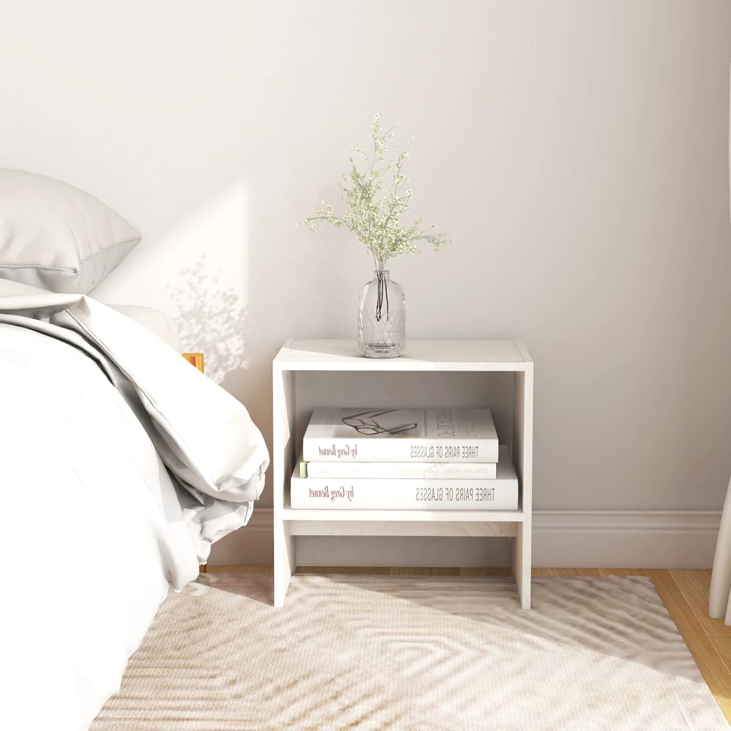 vidaXL Bedside Cabinet White 40x30.5x40 cm Solid Pinewood