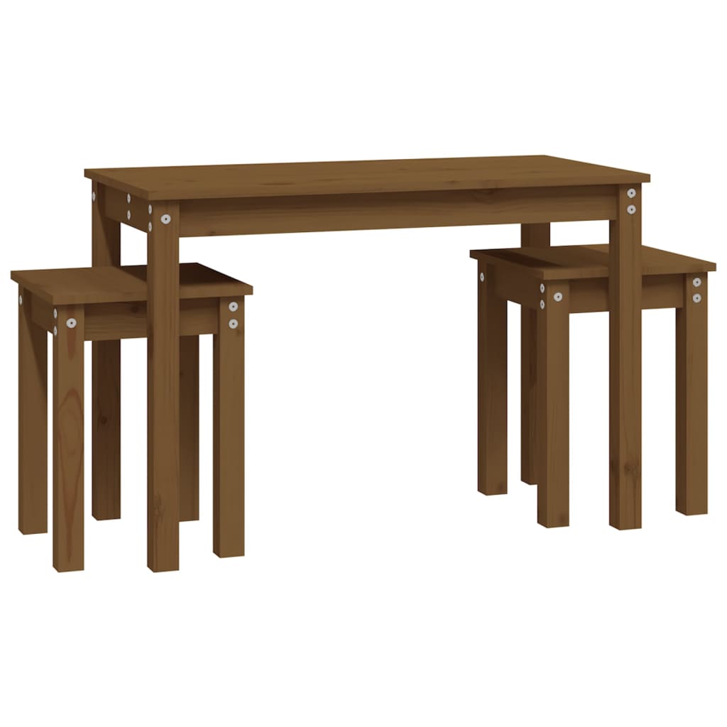 vidaXL Nesting Tables 3 pcs Honey Brown Solid Wood Pine
