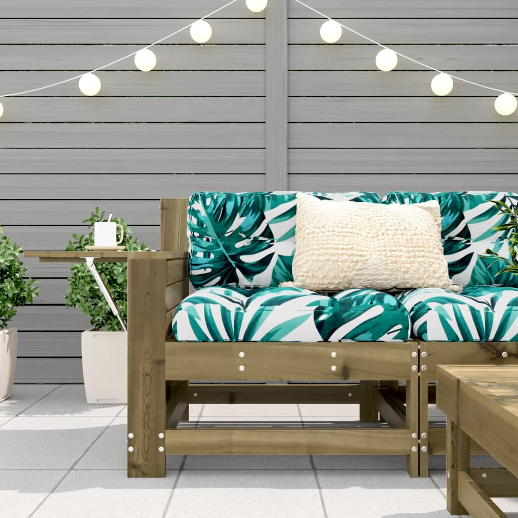 vidaXL Garden Armrest Sofa with Side Table Impregnated Wood Pine