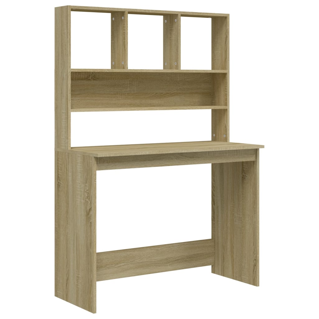 vidaXL Desk with Shelves Sonoma Oak 102x45x148 cm Engineered Wood