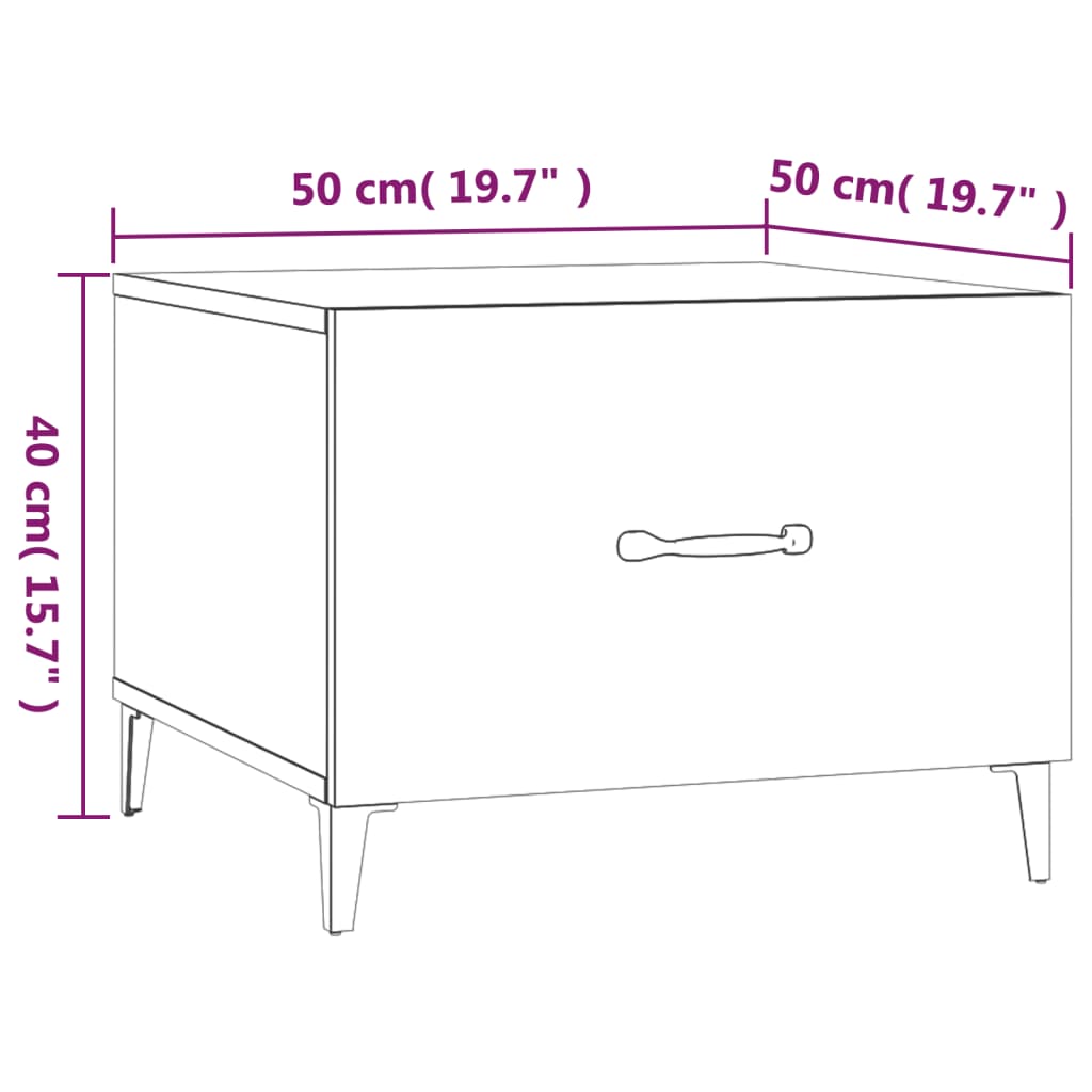 vidaXL Coffee Table with Metal Legs White 50x50x40 cm
