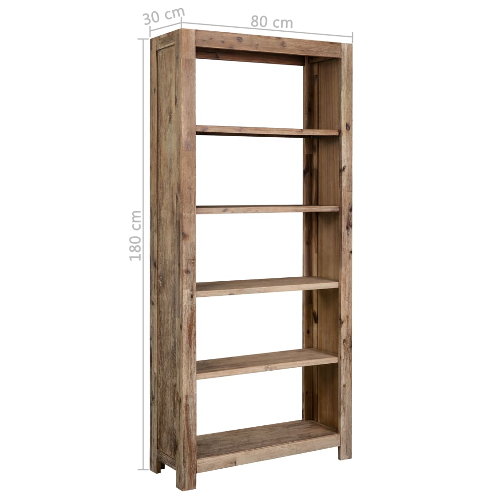 vidaXL 5-Tier Bookcase 80x30x180 cm Solid Acacia Wood