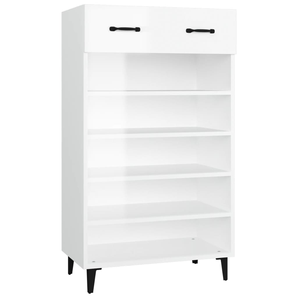 vidaXL Shoe Cabinet High Gloss White 60x35x105 cm Engineered Wood