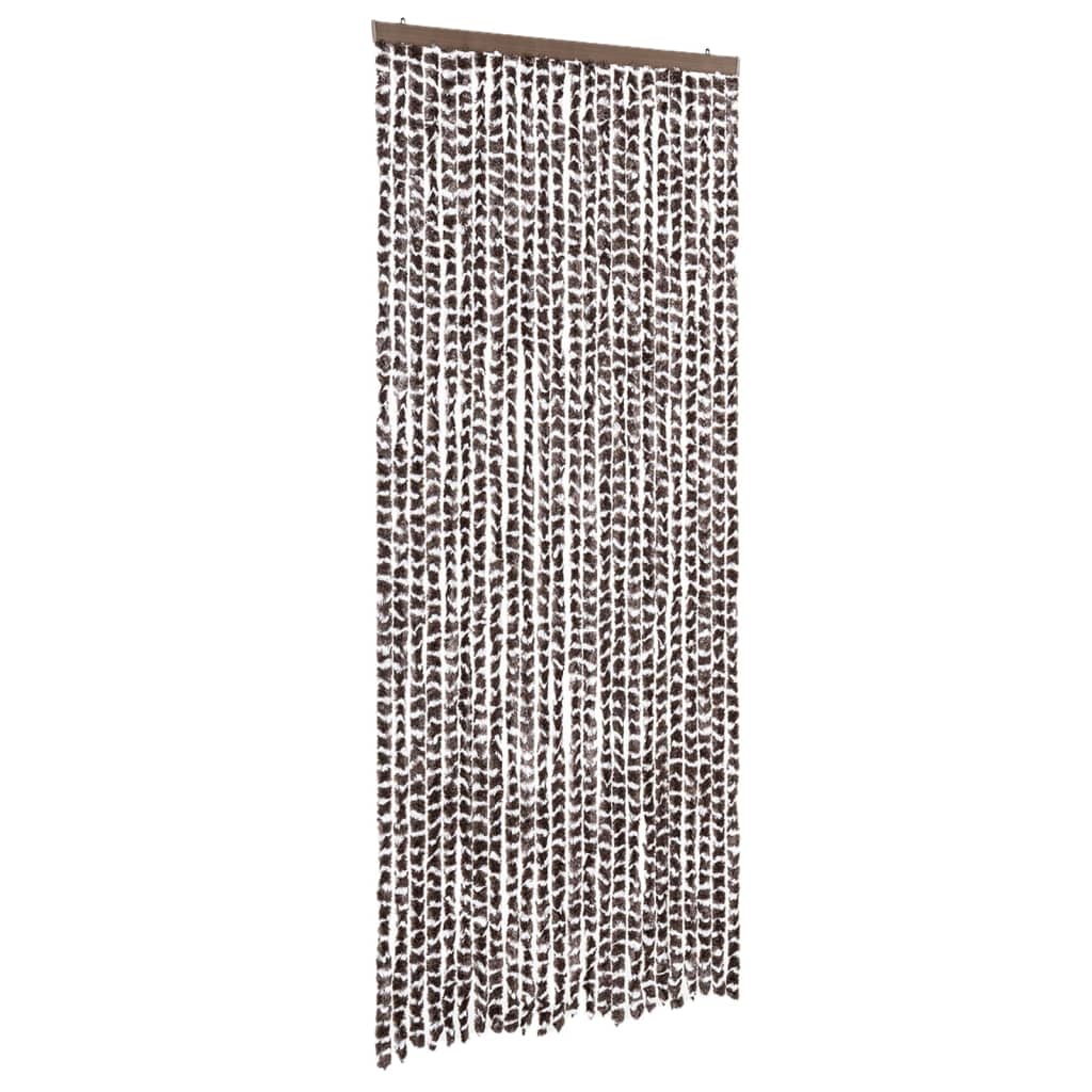 vidaXL Fly Curtain Brown and White 100x230 cm Chenille