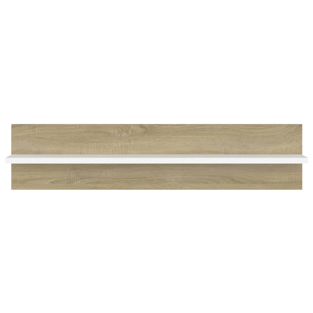 vidaXL Wall Shelf 2 pcs White and Sonoma Oak 80x11.5x18 cm Engineered Wood