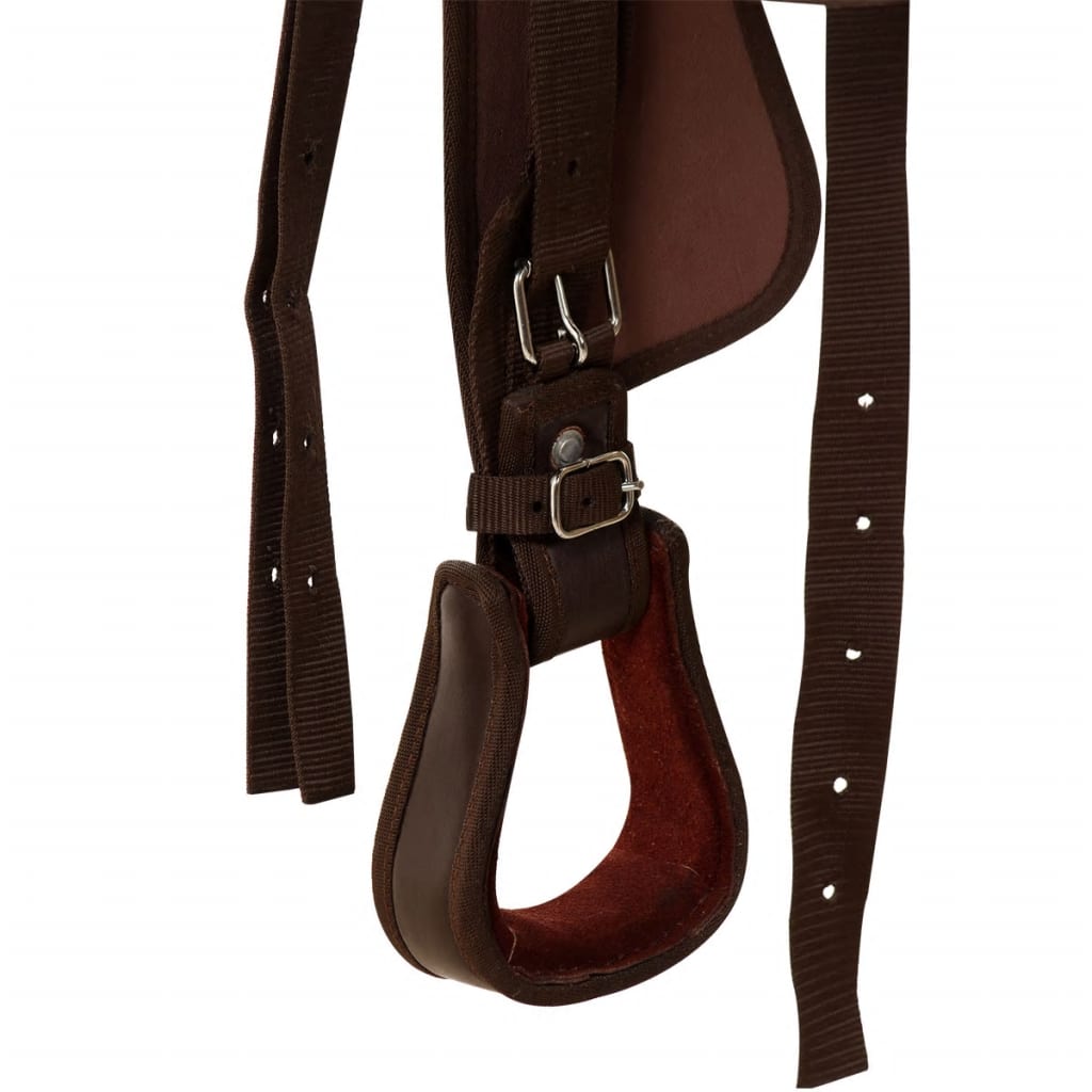 vidaXL Western Saddle. Headstall&Breast Collar Real Leather 12" Brown