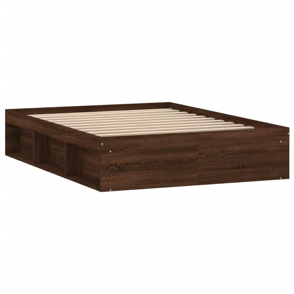 vidaXL Bed Frame Brown Oak 135x190 cm Double