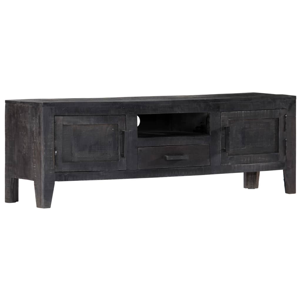vidaXL TV Cabinet Black 118x30x40 cm Solid Mango Wood