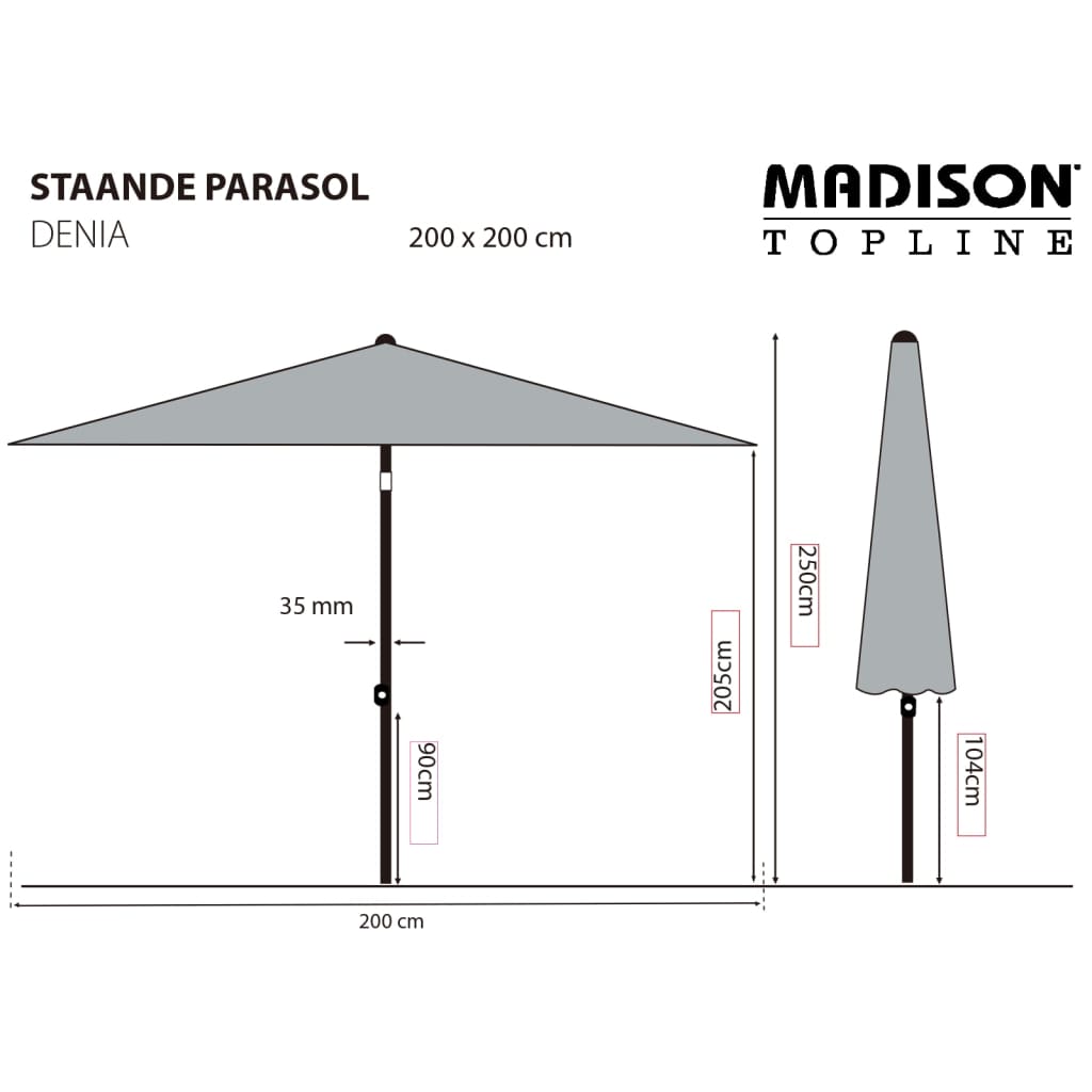 Madison Parasol Denia 200x200 cm Taupe