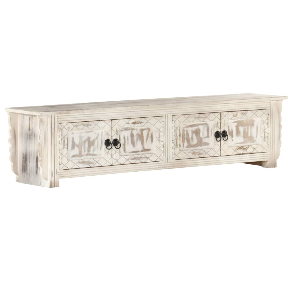 vidaXL TV Cabinet White 140x30x35 cm Solid Mango Wood