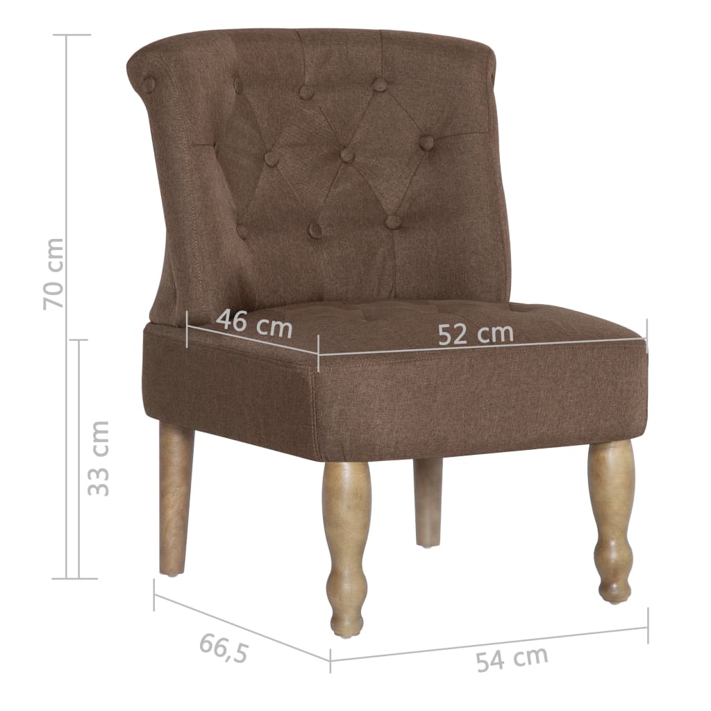 vidaXL French Chairs 2 pcs Brown Fabric