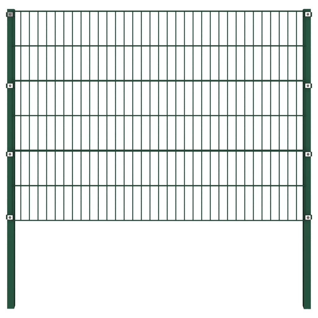 vidaXL Fence Panel with Posts Iron 3.4x1.2 m Green