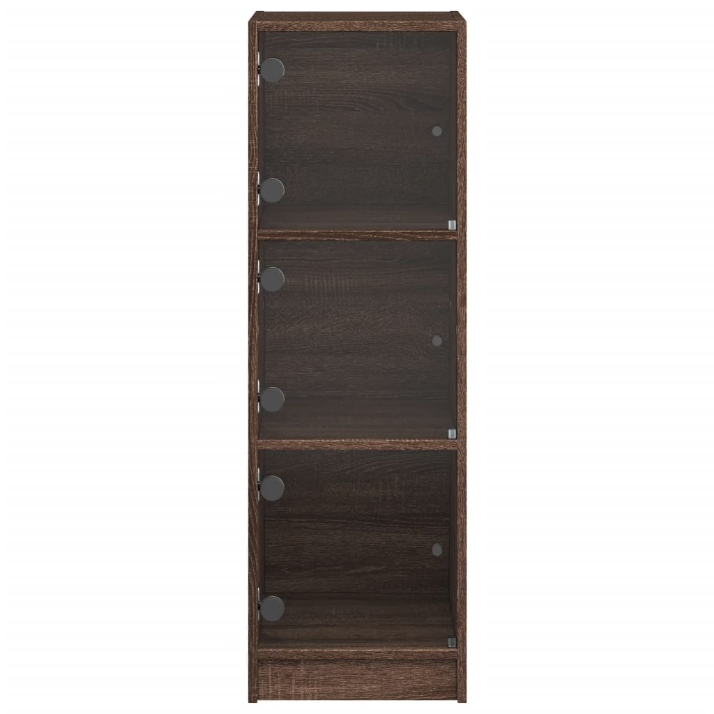 vidaXL Highboard with Glass Doors Brown Oak 35x37x109 cm