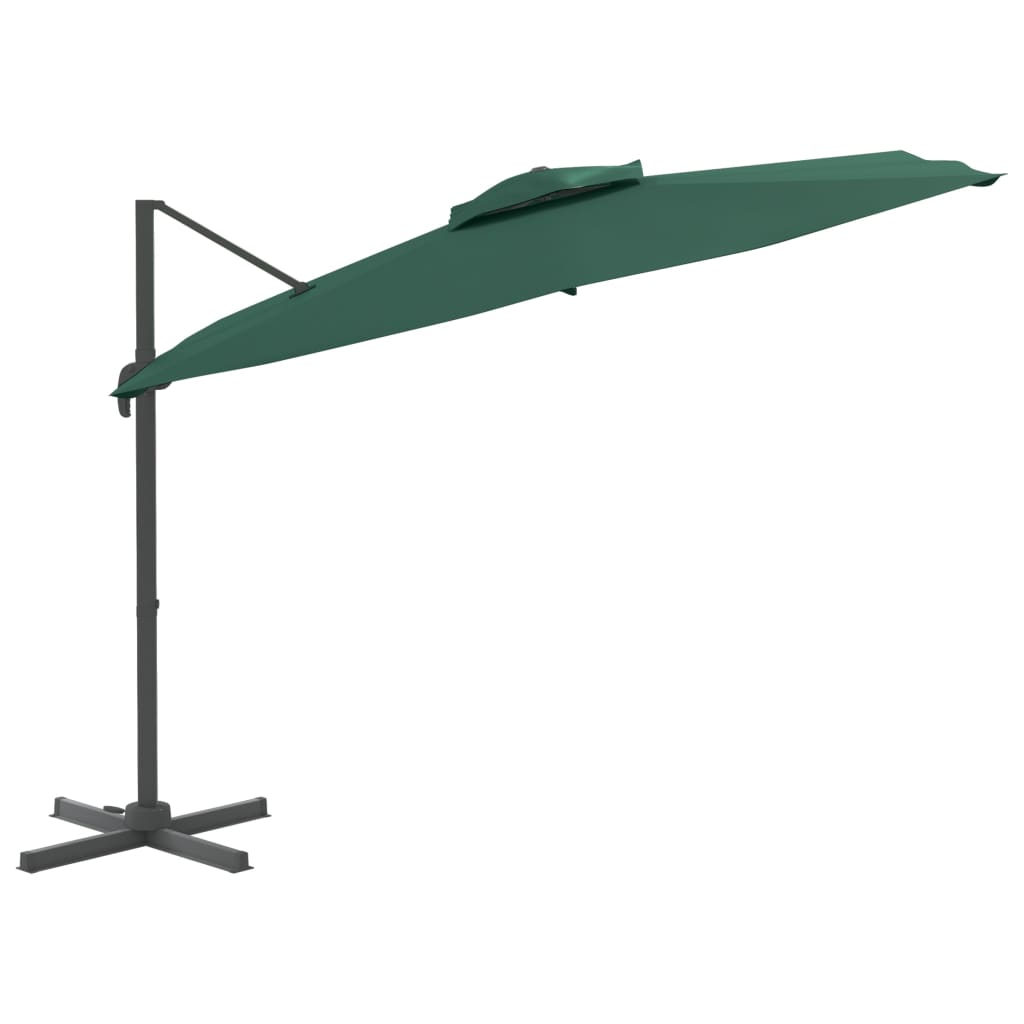 vidaXL Double Top Cantilever Umbrella Green 300x300 cm