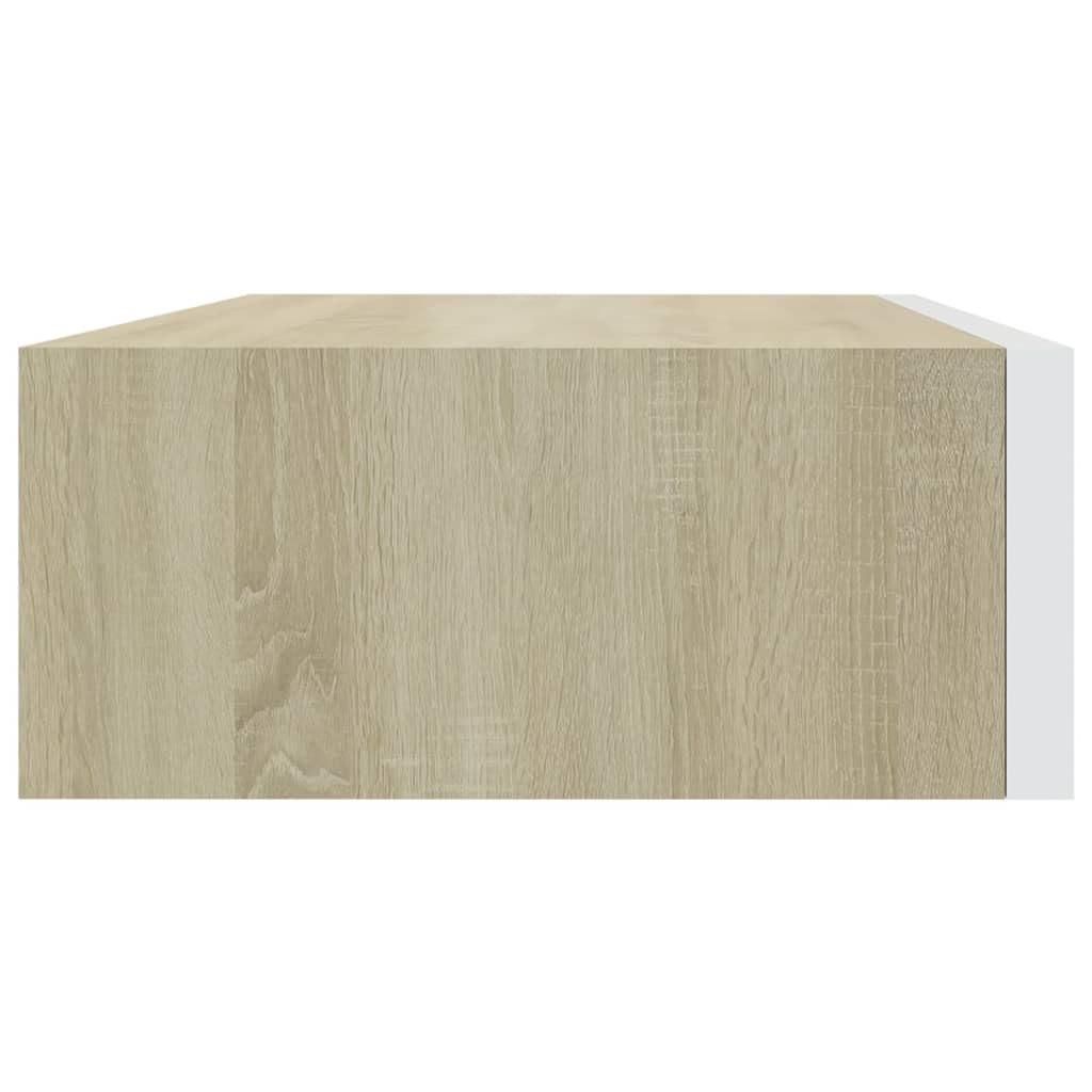 vidaXL Wall-mounted Drawer Shelf Oak and White 40x23.5x10cm MDF