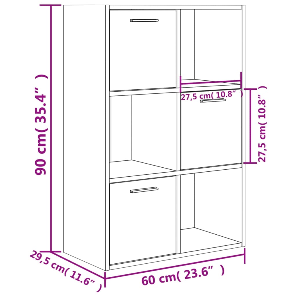 vidaXL Storage Cabinet Sonoma Oak 60x29.5x90 cm Engineered Wood