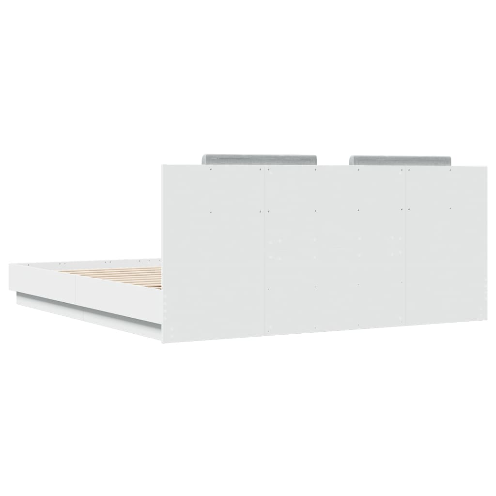 vidaXL Bed Frame with Headboard White 160x200 cm Engineered Wood