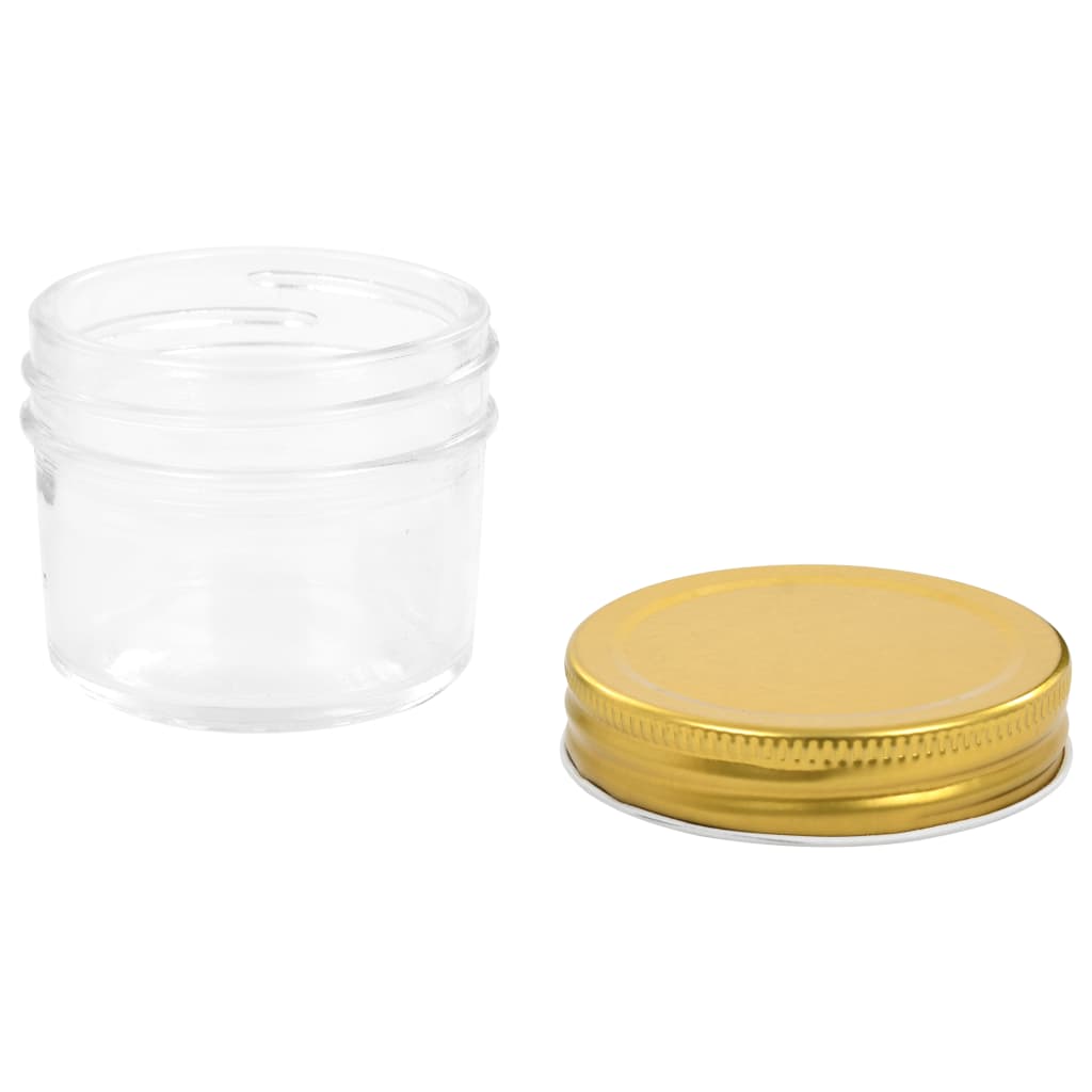 vidaXL Glass Jam Jars with Gold Lid 48 pcs 110 ml