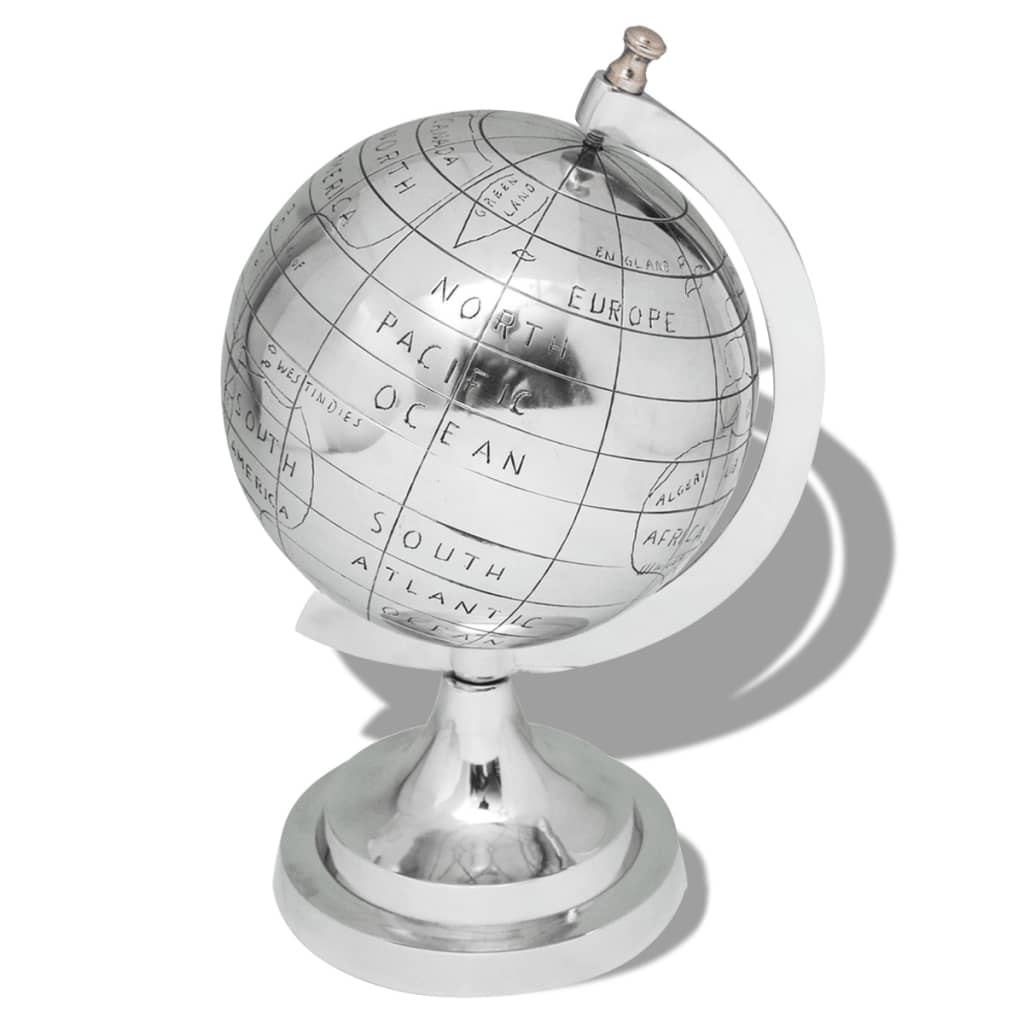 vidaXL Globe with Stand Aluminium Silver 35 cm