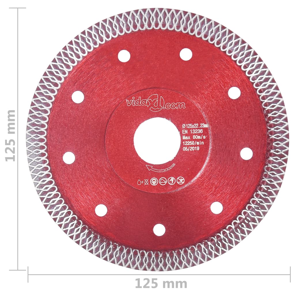 vidaXL Diamond Cutting Disc with Holes Steel 125 mm