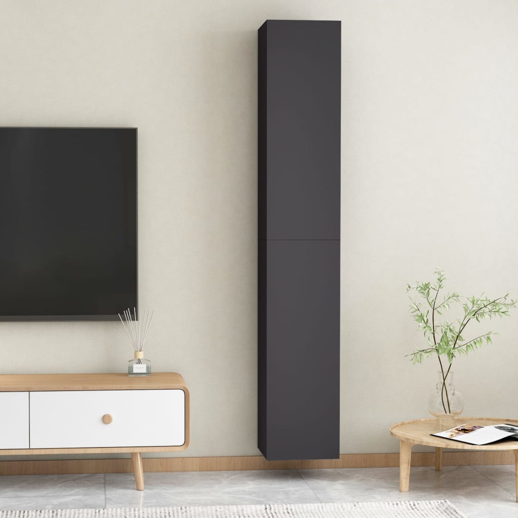 vidaXL TV Cabinets 2 pcs Grey 30.5x30x90 cm Engineered Wood