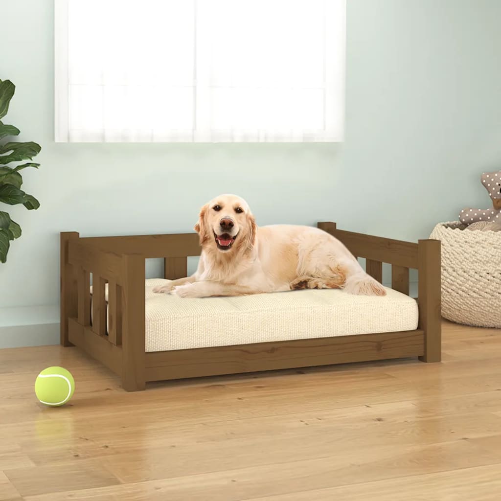 vidaXL Dog Bed Honey Brown 75.5x55.5x28 cm Solid Wood Pine