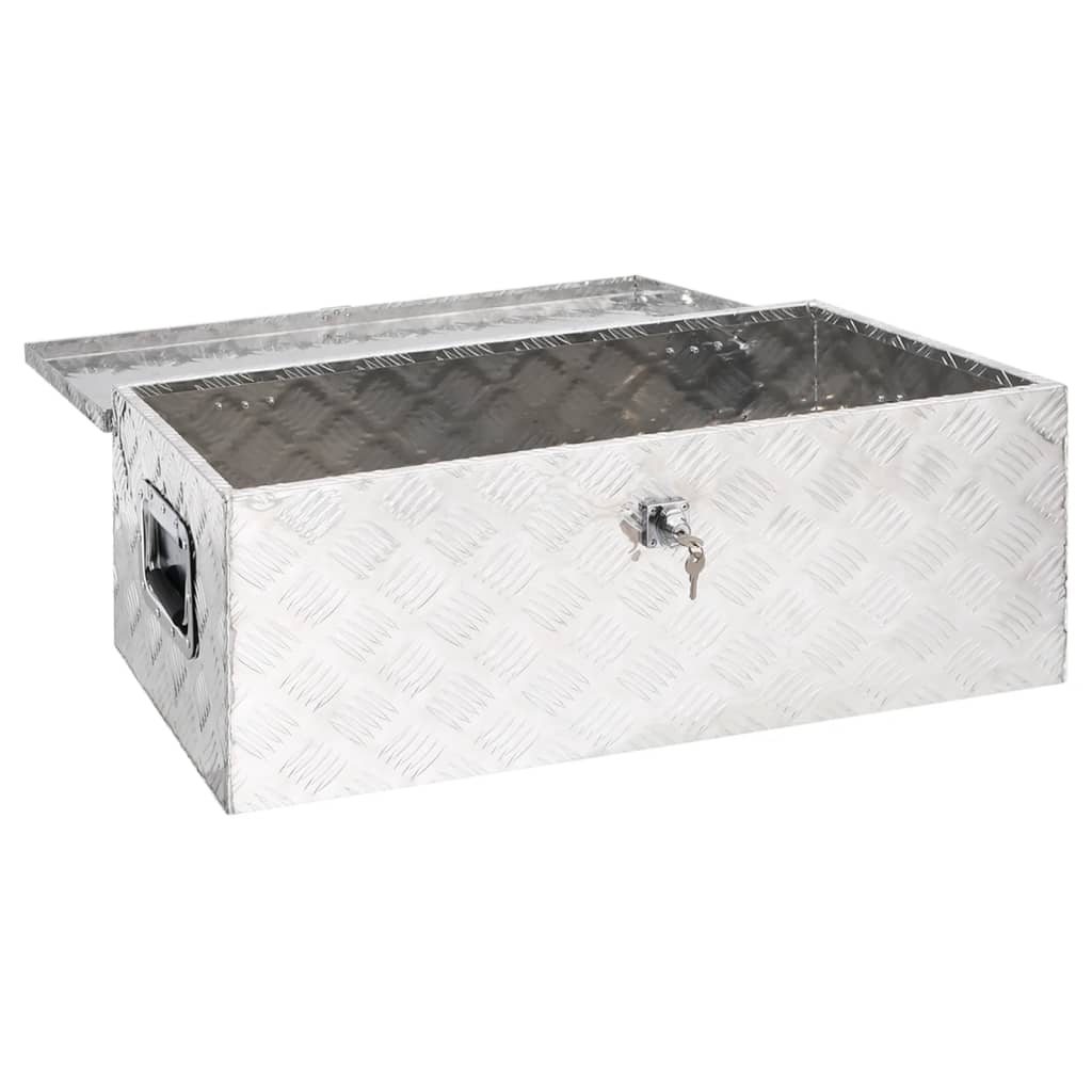 vidaXL Storage Box Silver 90x47x33.5 cm Aluminium