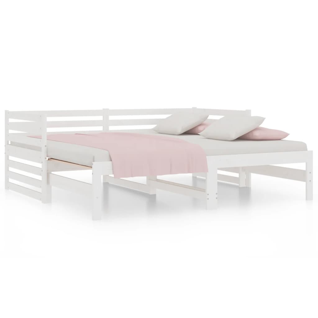 vidaXL Pull-out Day Bed White 2x(90x190) cm Solid Wood Pine
