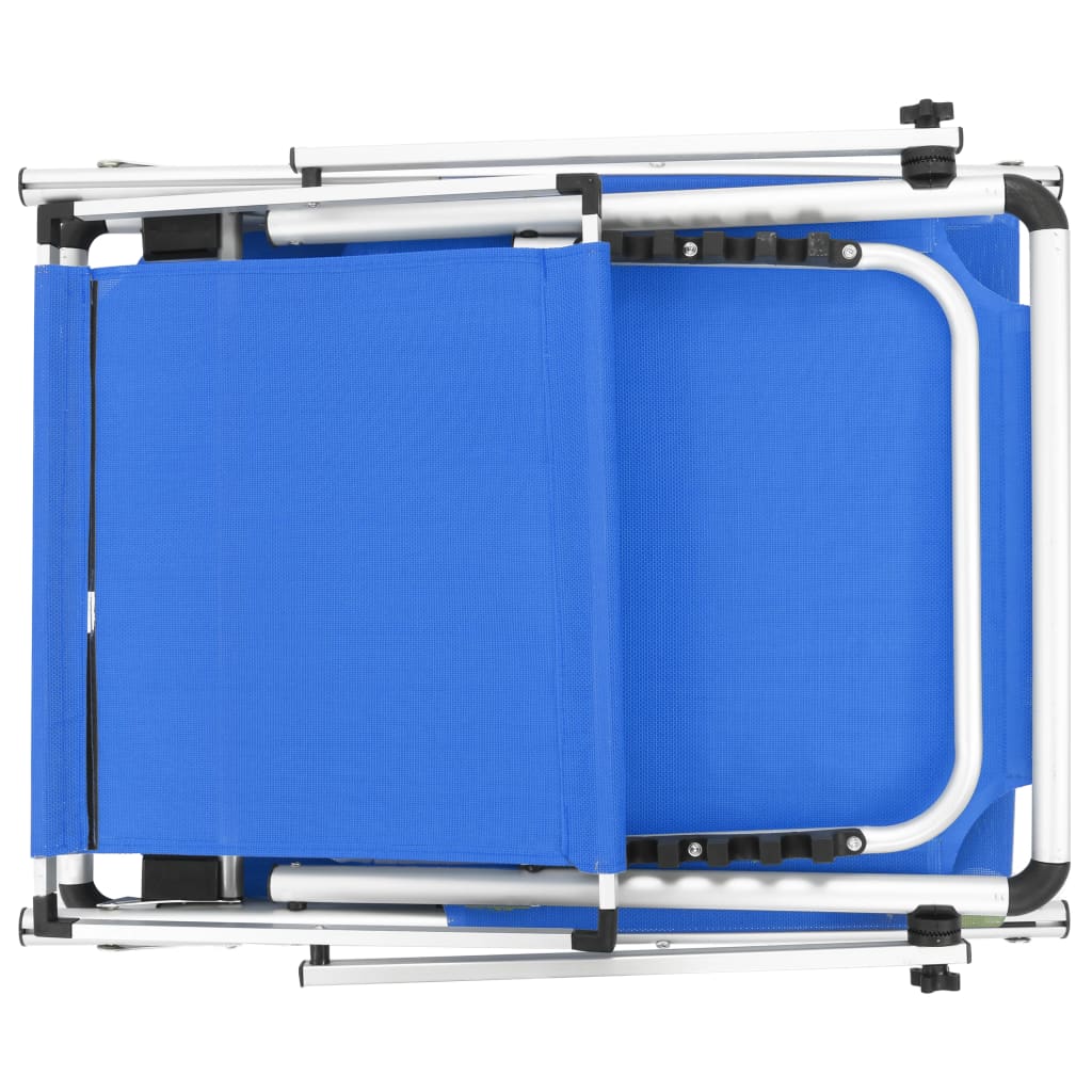 vidaXL Folding Sun Loungers with Roof 2 pcs Aluminium&Textilene Blue