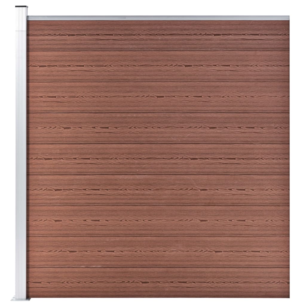 vidaXL WPC Fence Set 5 Square + 1 Slanted 965x186 cm Brown