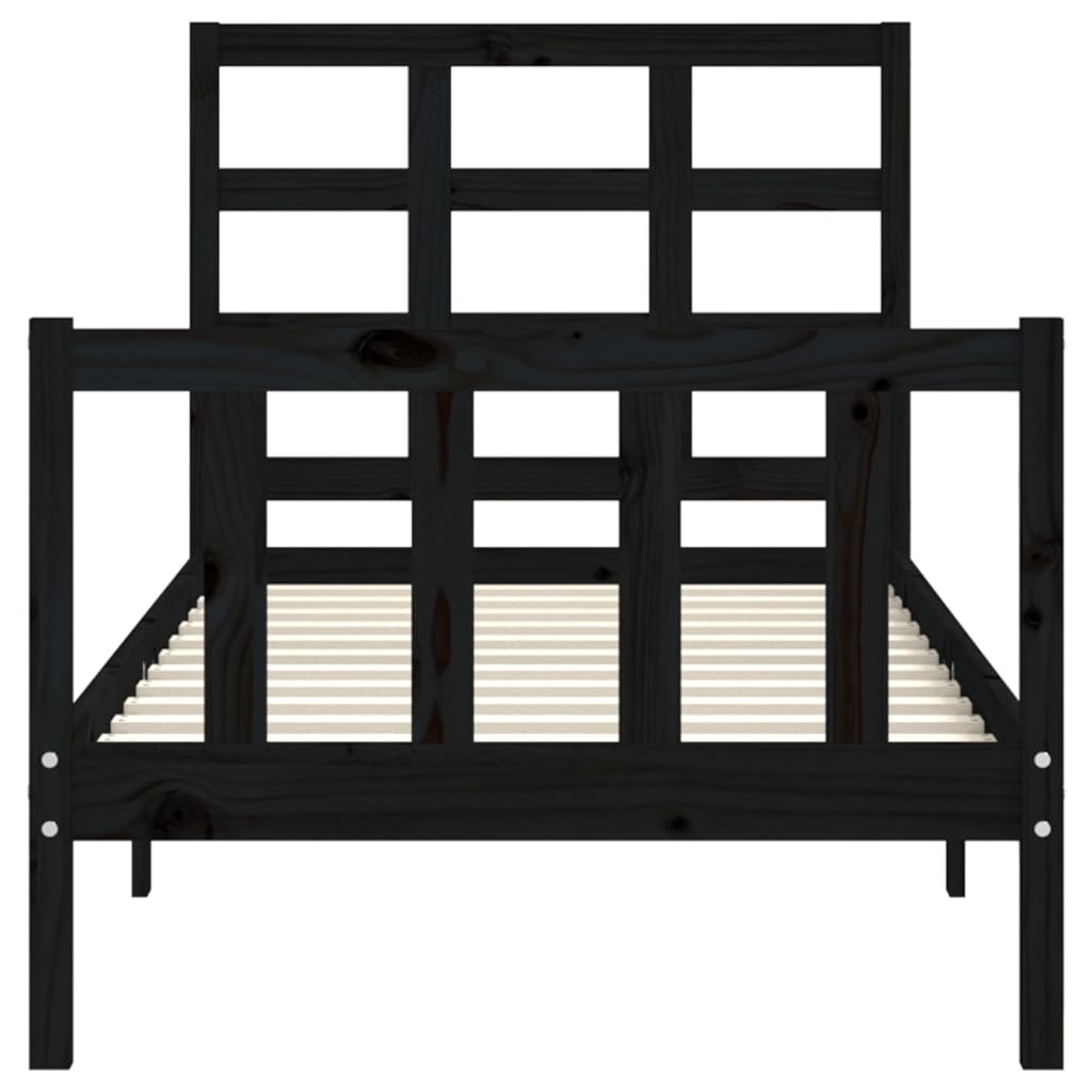 vidaXL Bed Frame with Headboard Black 90x200 cm Solid Wood